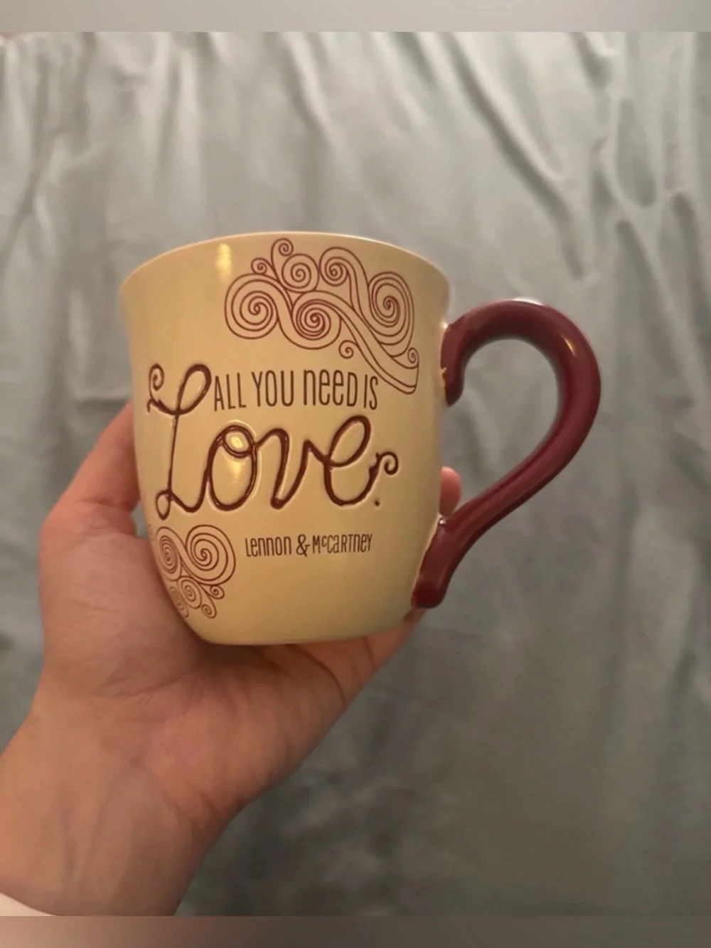 Vintage All you need is love Lennon & McCartney etched mug hallmark
